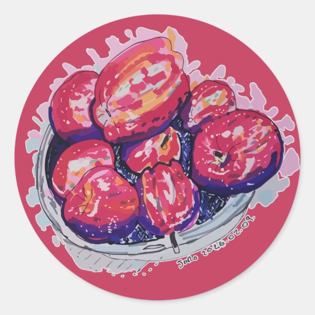 Abstract Apples Classic Round Sticker (Front)