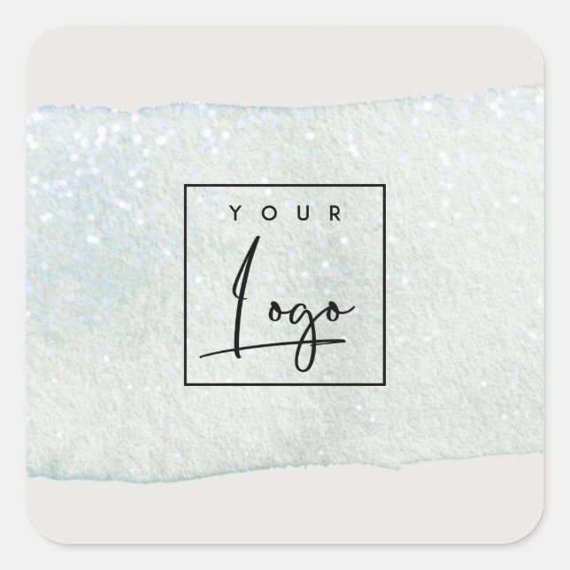 Abstract Aqua Blue Brush Stoke Watercolor Logo Square Sticker (Front)