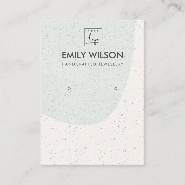ABSTRACT AQUA BLUE CERAMIC EARRING DISPLAY LOGO BUSINESS CARD (Front)