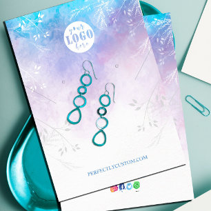 Abstract Aqua Blue necklace earrings  Business Card