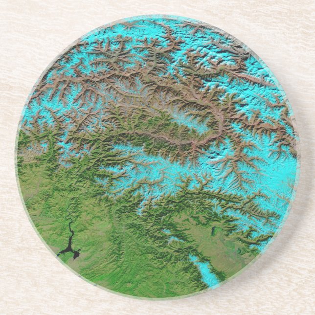 Abstract Aqua Blue Sandstone Coaster (Front)