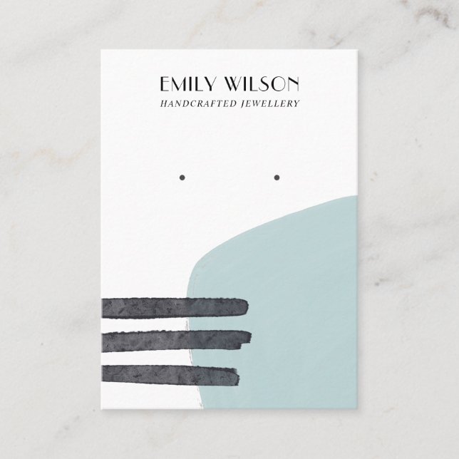 ABSTRACT AQUA BLUE SHAPE STUD EARRING DISPLAY CARD (Front)