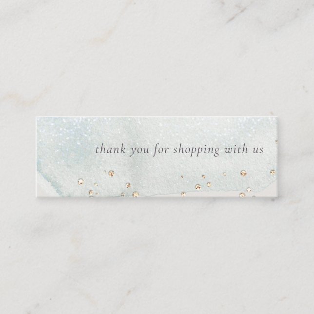 Abstract Aqua Brush Stoke Thank You For Order Mini Business Card (Front)