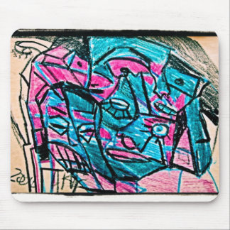 abstract aqua face mouse pad