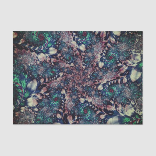Abstract Aqua Fractal 36 Background  Tissue Paper (Front)
