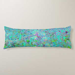 Abstract Aqua Green and Purple Coneflower Garden Body Cushion