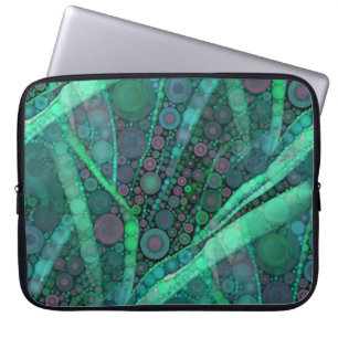 Abstract Aqua Green Purple Retro Circle Mosaic Laptop Sleeve