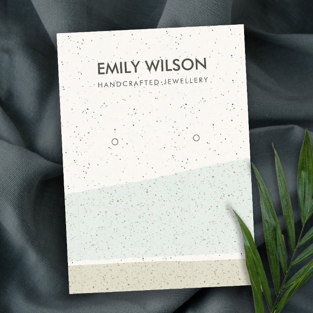 ABSTRACT AQUA GREY CERAMIC WAVES EARRING DISPLAY BUSINESS CARD (Creator Uploaded)