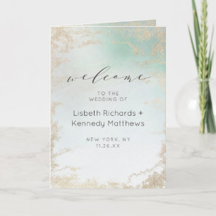 Abstract Aqua Ombre Fade with Frosted Gold Glitter Programme