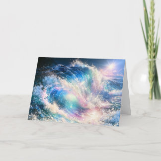 Abstract Aqua Pink Wave Painting Thank You Card