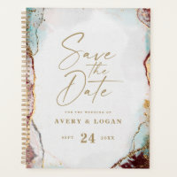 Abstract Aqua Red & Gold Winter Wedding Plans