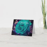 Abstract Aqua Rose Flower Art Thank You Card