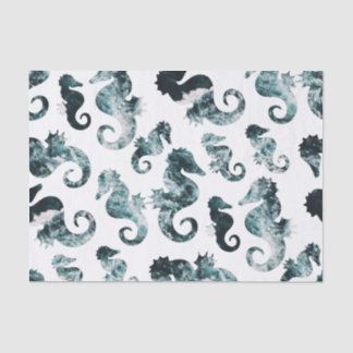 Abstract aqua seahorses pattern tissue paper