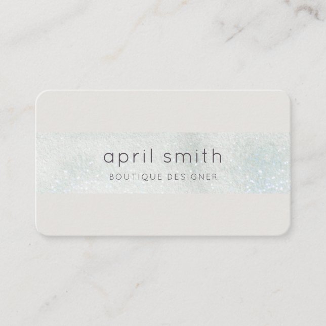 Abstract Aqua Silver Brush Stoke Watercolor Shiny Business Card (Front)