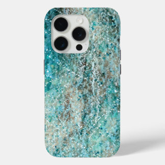 Abstract Aqua Watercolor Flourish iPhone 15 Pro Case