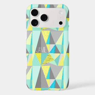 Abstract Aqua Yellow Grey Geometric Personalised