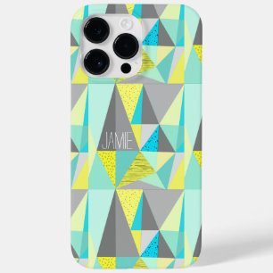 Abstract Aqua Yellow Grey Geometric Personalised Case-Mate iPhone 14 Pro Max Case