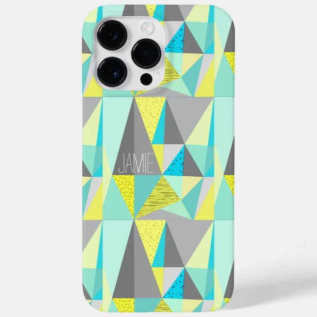 Abstract Aqua Yellow Grey Geometric Personalised Case-Mate iPhone Case (Back)