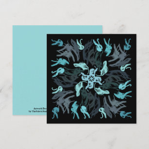 Abstract Aquatic Shaded Repeating Pattern Swirls Card