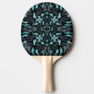 Abstract Aquatic Shaded Repeating Pattern Swirls Ping Pong Paddle