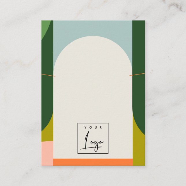Abstract Arch Retro Colourful Logo Necklace Holder Business Card (Front)