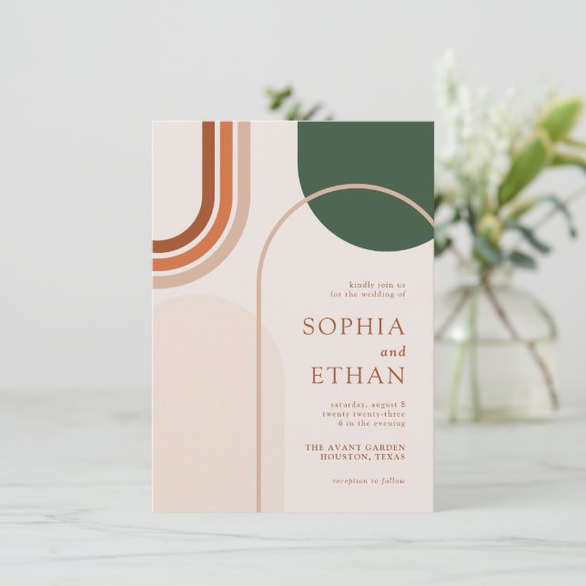 Abstract Arch Wedding Invitation Boho (Standing Front)