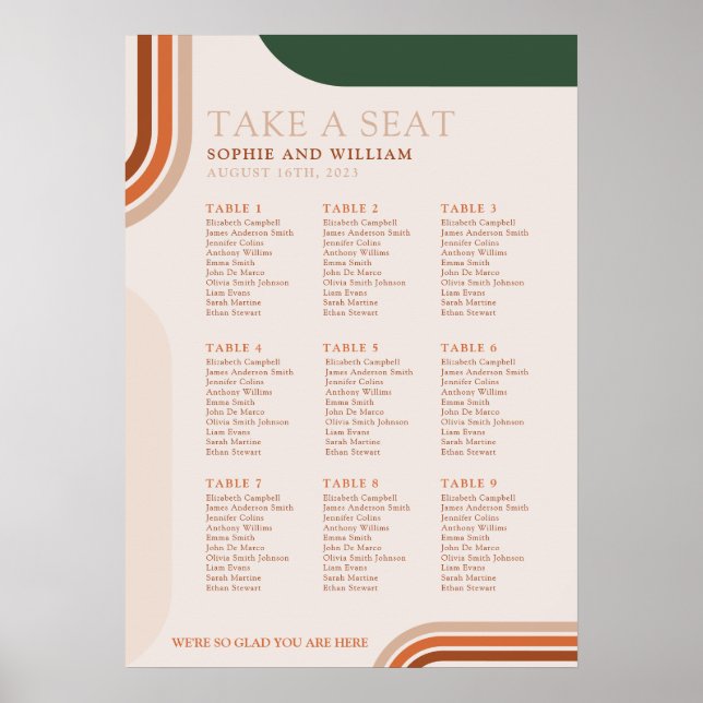 Abstract Arch Wedding Seating chart sign (Front)