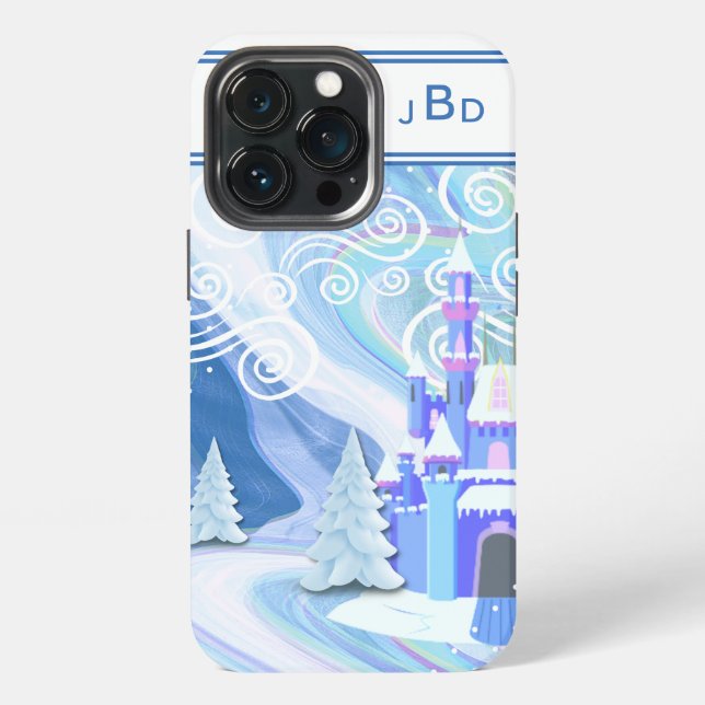 Abstract Arctic Sky Monogrammed iPhone Case (Back)