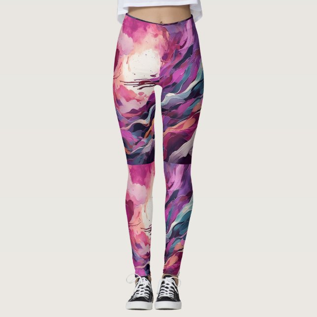 Abstract Aria: Swirling Sunset Leggings (Front)