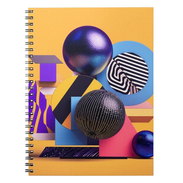 Abstract arrangement with colorful spheres notebook (Front)