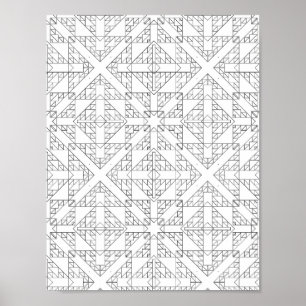 Abstract Arrow Grid Colouring Page Tribal Geometry Poster