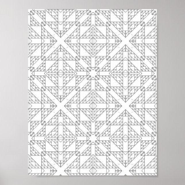 Abstract Arrow Grid Colouring Page Tribal Geometry Poster (Front)