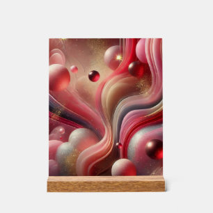 Abstract Art Acrylic Sign with Wooden Base