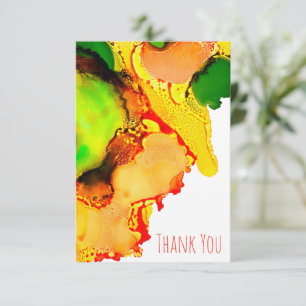 Abstract art alcohol ink yellow green card