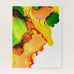 Abstract art alcohol ink yellow green jigsaw puzzle