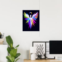 Abstract Art Angel Wings with Halo
