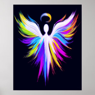 Abstract Art Angel Wings with Halo Poster