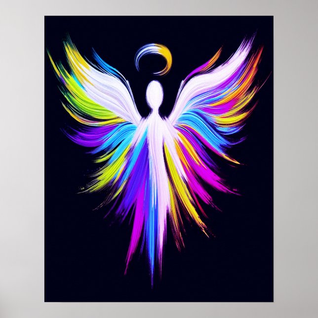 Abstract Art Angel Wings with Halo  Poster (Front)
