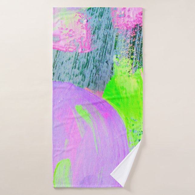 Abstract art background hand drawn acrylic paintin bath towel (Bath Towel)