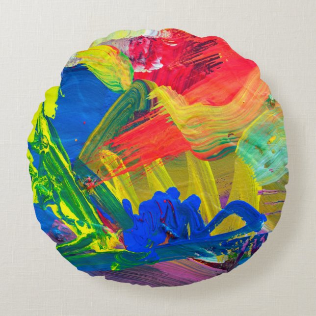 Abstract art background. Hand-painted background.  Round Cushion (Front)