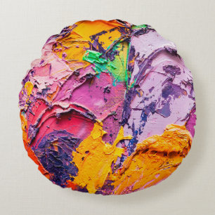 Abstract art background. Oil painting on canvas. M Round Cushion