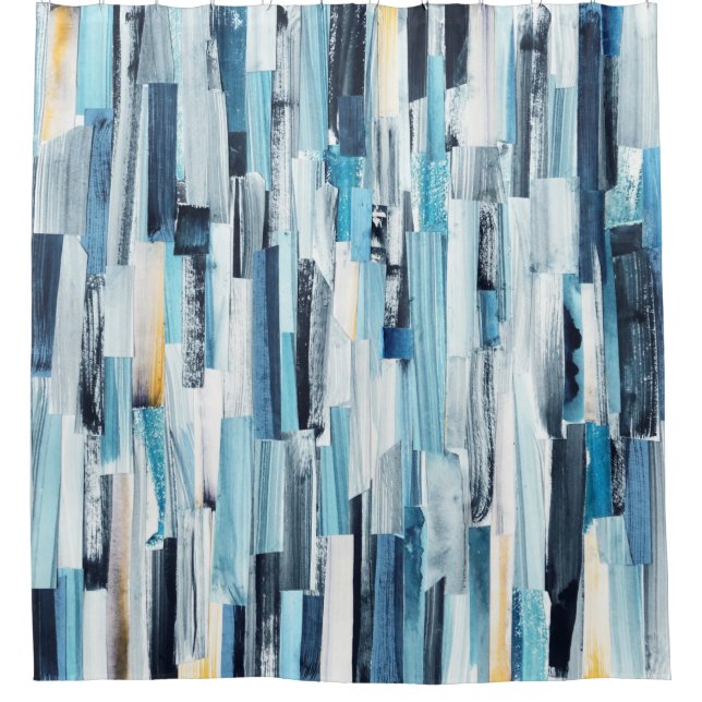 Abstract art background with multicolor stripes an shower curtain (Front)