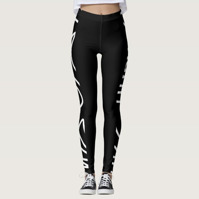 Abstract Art Black And White Leggings (Front)