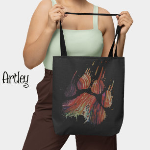 Abstract Art Black Bear Paw Color Swirl Claw Tote Bag