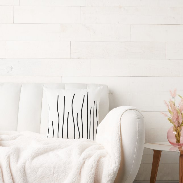 Abstract Art Black on White Lines Minimalism Cushion (Couch)