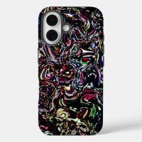 Abstract Art Black Swirl Red