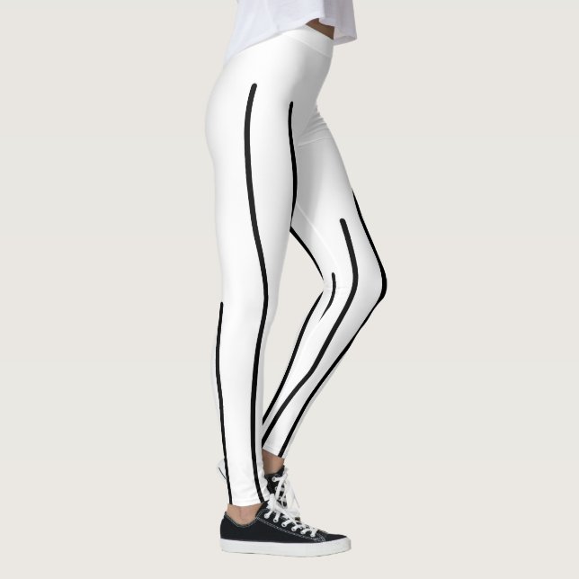 Abstract Art Black White Lines Minimalism Leggings (Right)