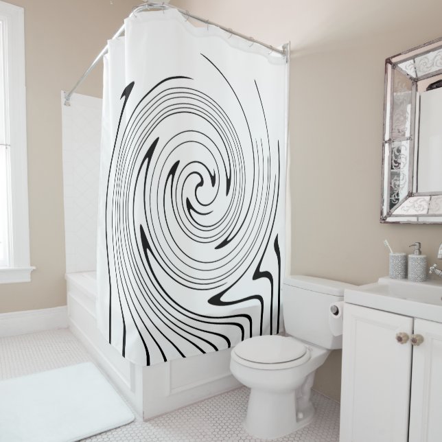 Abstract Art Black White Lines Twirl Minimalism Ce Shower Curtain (In Situ)