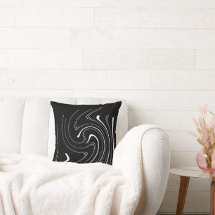 Abstract Art Black White Lines Twirl Minimalism Cushion