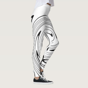Abstract Art Black White Lines Twirl Minimalism Leggings